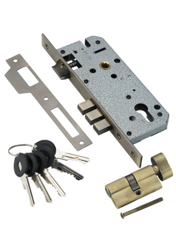 Замок врезной с секретным цилиндром 60мм.5 кл. ADDEN BAU. LOCK 4585 5-60B D BRONZE (цвет БРОНЗА)