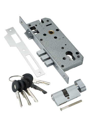 Замок врезной с секретным цилиндром 60мм.5 кл. ADDEN BAU. LOCK 4585 5-60B D CHROME (цвет ХРОМ БЛЕСТЯЩИЙ)